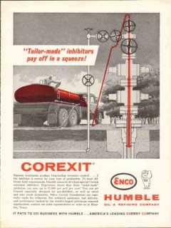 Humble Oil Refining Company 1962 Vintage Ad Corexit Inhibitors Squeeze