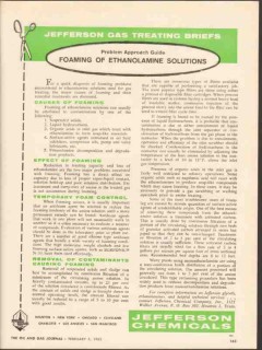 Jefferson Chemical Company 1962 Vintage Ad Gas Foaming Ethanolamine Jefferson Chemical Company 1962 Vintage Ad Gas Foaming Ethanolamine