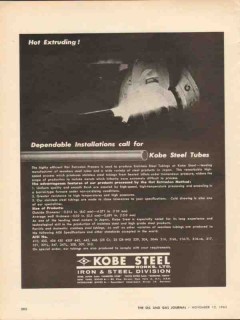 Kobe Steel Works Ltd 1962 Vintage Ad Oil Pipe Tubes Hot Extruding Kobe Steel Works Ltd 1962 Vintage Ad Oil Pipe Tubes Hot Extruding