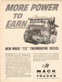 mack trucks 1962 more power 711 thermodyne diesel engines vintage ad
