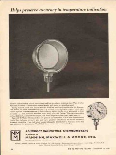 Manning Maxwell Moore Inc 1962 Vintage Ad Oil Temperature Indication