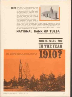 national bank of tulsa 1962 old wooden drill rig year 1910 vintage ad national bank of tulsa 1962 old wooden drill rig year 1910 vintage ad