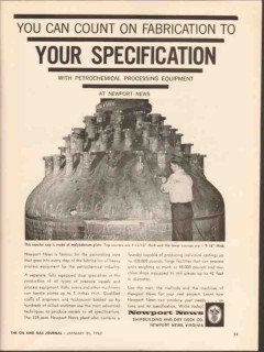 Newport News Shipbuilding Dry Dock 1962 Vintage Ad Specification Newport News Shipbuilding Dry Dock 1962 Vintage Ad Specification