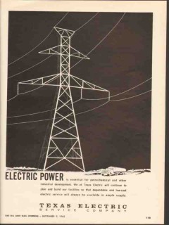 Texas Electric Service Company 1962 Vintage Ad Oil Gas Power Essential