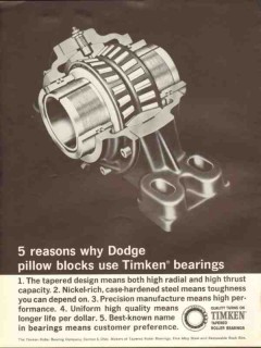 Timken Roller Bearing Company 1962 Vintage Ad Oil Dodge Pillow Blocks