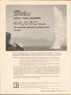 Western Geophysical Company 1962 Vintage Ad Oil Marine Seismic Leader Western Geophysical Company 1962 Vintage Ad Oil Marine Seismic Leader