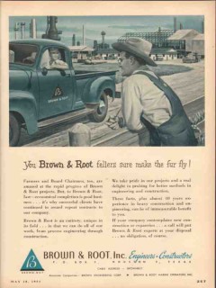 Brown Root Inc 1953 Vintage Ad Oil Engineers Constructors Make Fur Fly Brown Root Inc 1953 Vintage Ad Oil Engineers Constructors Make Fur Fly