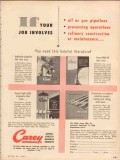 Philip Carey Mfg Company 1953 Vintage Ad Oil Gas Pipeline Job Involves