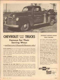 chevrolet 1953 advance design trucks famous saving ways vintage ad