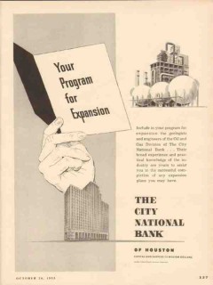 city national bank 1953 program expansion gas oil industry vintage ad city national bank 1953 program expansion gas oil industry vintage ad