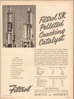 Filtrol Corp 1953 Vintage Ad Chemical SR Pelleted Cracking Catalyst Filtrol Corp 1953 Vintage Ad Chemical SR Pelleted Cracking Catalyst