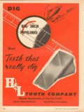 H L Tooth Company 1953 Vintage Ad Tractor Dig Big Inch Pipelines Teeth H L Tooth Company 1953 Vintage Ad Tractor Dig Big Inch Pipelines Teeth