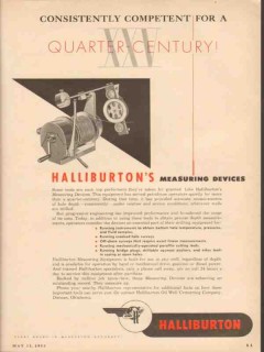 Halliburton Oil Well Cementing Company 1953 Vintage Ad Measure Devices