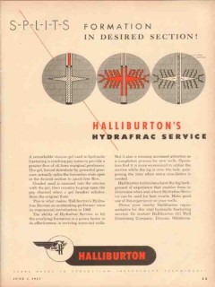 Halliburton Oil Well Cementing Company 1953 Vintage Ad Hydrafrac Split