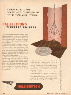 Halliburton Oil Well Cementing Company 1953 Vintage Ad Caliper Tool