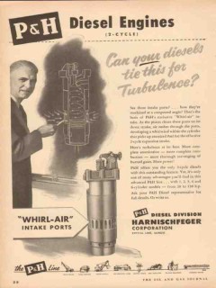 Harnischfeger Corp 1953 Vintage Ad Diesel Engines Turbulence Whirl-Air Harnischfeger Corp 1953 Vintage Ad Diesel Engines Turbulence Whirl-Air