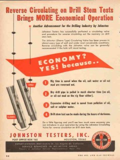 Johnston Testers Inc 1953 Vintage Ad Oil Field Drill Stem Test Economy Johnston Testers Inc 1953 Vintage Ad Oil Field Drill Stem Test Economy