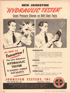 Johnston Testers Inc 1953 Vintage Ad Hydraulic Pressure Drill Stem