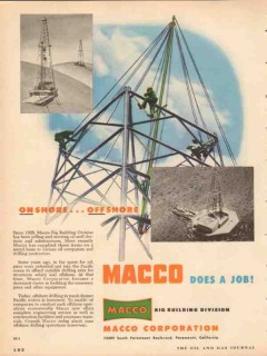 MACCO Corp 1953 Vintage Ad Oil Rig Building Onshore Offshore Job MACCO Corp 1953 Vintage Ad Oil Rig Building Onshore Offshore Job