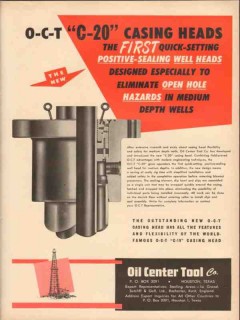 Oil Center Tool Company 1953 Vintage Ad O-C-T Well Casing Heads C-20