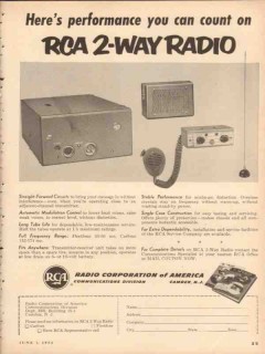 radio corporation america 1953 count on performance 2-way vintage ad radio corporation america 1953 count on performance 2-way vintage ad