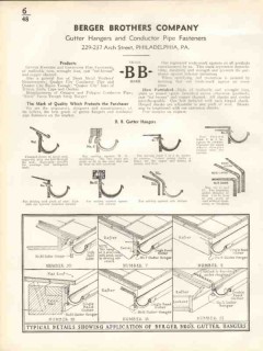 Berger Brothers Company 1938 Vintage Catalog Gutter Hanger Pipe Fasten