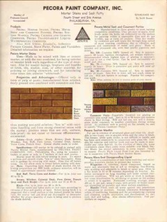 Pecora Paint Company 1938 Vintage Catalog Mortar Stains Putty Calking Pecora Paint Company 1938 Vintage Catalog Mortar Stains Putty Calking