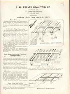 P M Bruner Granitoid Company 1938 Vintage Catalog Floor Light Skylight