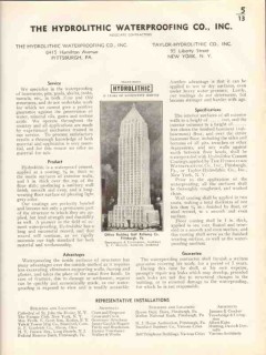 Hydrolithic Waterproofing Company 1938 Vintage Catalog Cement Coating Hydrolithic Waterproofing Company 1938 Vintage Catalog Cement Coating