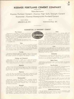 Kosmos Portland Cement Company 1938 Vintage Catalog Kosmortar Masonry
