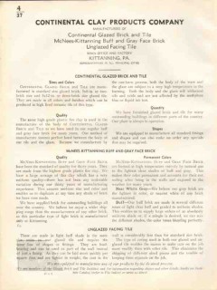 Continental Clay Products Company 1938 Vintage Catalog Brick Face Tile