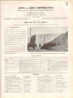 John L Goss Corp 1938 Vintage Catalog Granite Pink Deer Isle