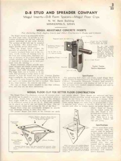 D-B Stud Spreader Company 1938 Vintage Catalog Concrete Mogul Inserts
