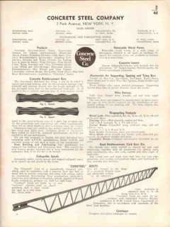 Concrete Steel Company 1938 Vintage Catalog Reinforcement Bars Joists
