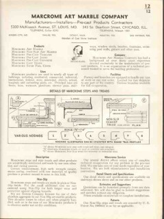 Marcrome Art Marble Company 1938 Vintage Catalog Pre-Cast Products