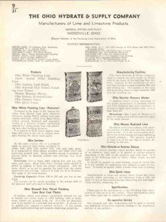 Ohio Hydrate Supply Company 1938 Vintage Catalog Lime Limestone