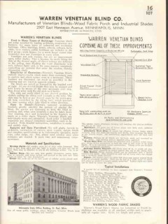 Warren Venetian Blind Company 1938 Vintage Catalog Window Shades