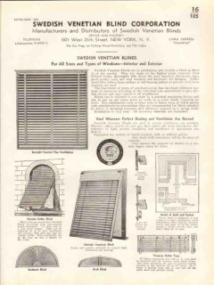 Swedish Venetian Blind Corp 1938 Vintage Catalog Window Shading