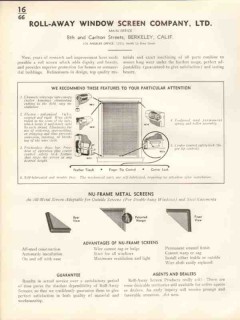 Roll-Away Window Screen Company 1938 Vintage Catalog Metal Nu-Frame Roll-Away Window Screen Company 1938 Vintage Catalog Metal Nu-Frame