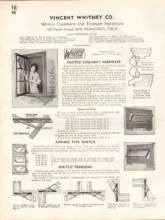Vincent Whitney Company 1938 Vintage Catalog Casement Hardware Whitco