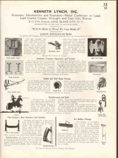 Kenneth Lynch Inc 1938 Vintage Catalog Metalsmith Founders Lead Bronze Kenneth Lynch Inc 1938 Vintage Catalog Metalsmith Founders Lead Bronze