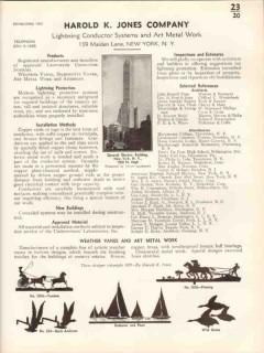 Harold K Jones Company 1938 Vintage Catalog Lightning Conductor System