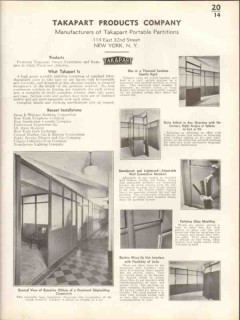 Takapart Products Company 1938 Vintage Catalog Wall Portable Partition