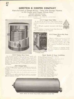 Gerstein Cooper Company 1938 Vintage Catalog Heater Range Boiler Tank