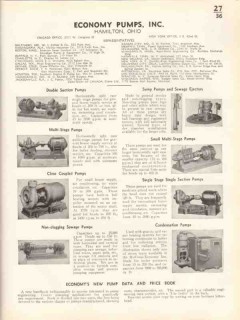 Economy Pumps Inc 1938 Vintage Catalog Plumbing Suction Sump Sewage