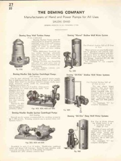 Deming Company 1938 Vintage Catalog Pumps Deep Well Turbine Oil-Rite