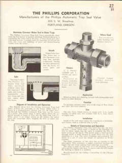Phillips Corp 1938 Vintage Catalog Plumbing Valve Drain Trap Seal Phillips Corp 1938 Vintage Catalog Plumbing Valve Drain Trap Seal