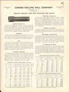 Cohoes Rolling Mill Company 1938 Vintage Catalog Wrought Iron Pipe