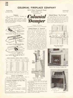 Colonial Fireplace Company 1938 Vintage Catalog Heat Circulator Damper Colonial Fireplace Company 1938 Vintage Catalog Heat Circulator Damper