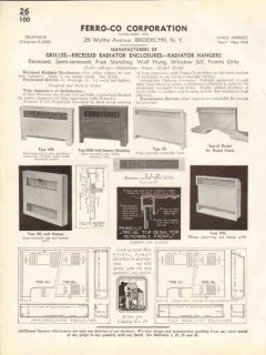 Ferro-Co Corp 1938 Vintage Catalog Recessed Radiator Grille Enclosures